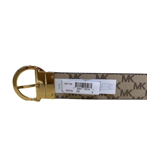 🌟NEW🌟 Michael Kors Round Buckle Brown/Gray Reversible Belt - Picture 4 of 5